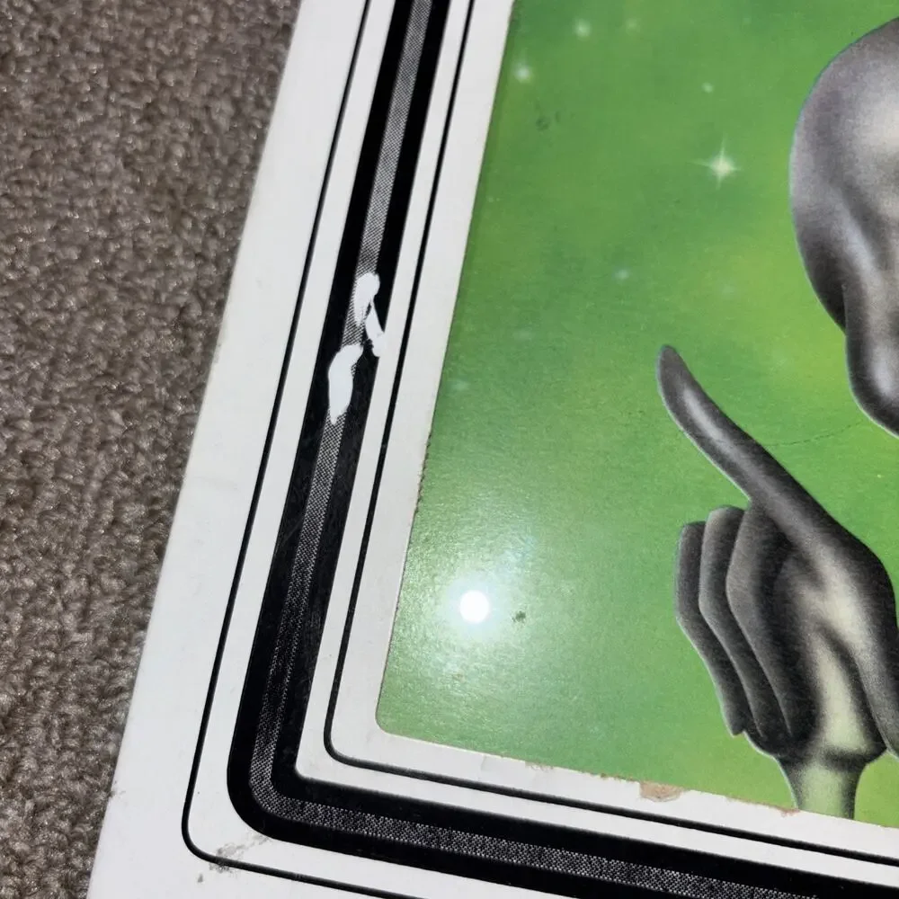 Vintage 80s Carnival Prize Alien Mirror Picture 6x6 Space Creepy Fun Retro